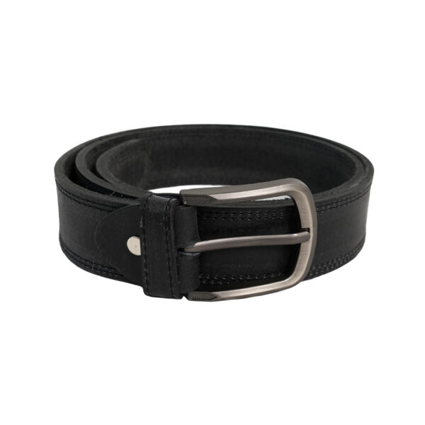 The Commander Black Leather Belt